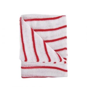 Dishcloth Striped Colour Coded -Red 14 x 12" (10)